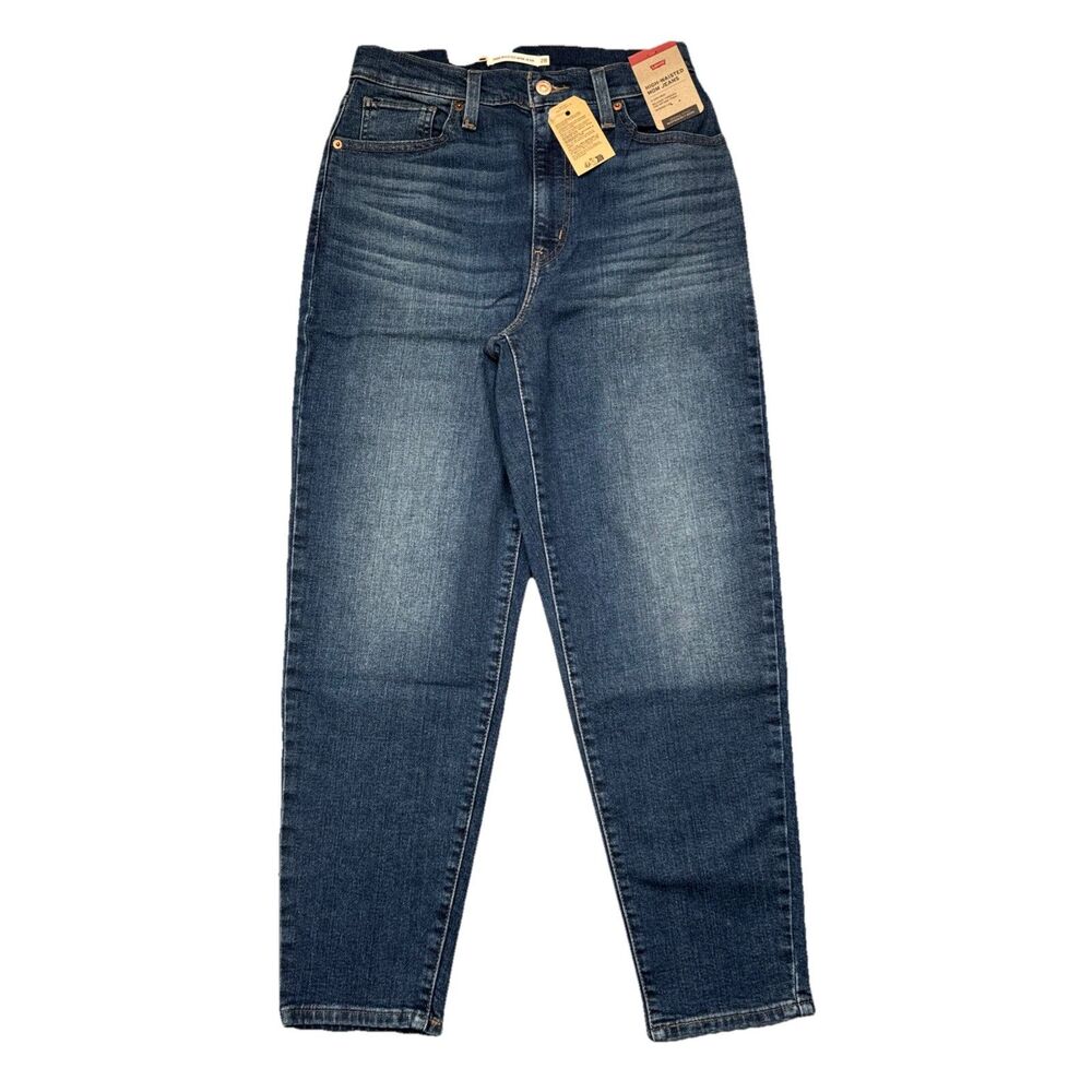 Levi’s High Waisted Mom Jeans 28 (28x26) Blue Tapered Denim Stretch Womens NWT - Picture 2 of 13